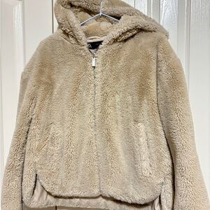 Cozy Beige Faux Fur Hooded Jacket